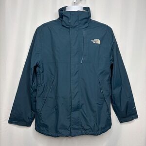 The North Face Mens DryVent Rain Jacket Teal Blue Waterproof Shell Medium